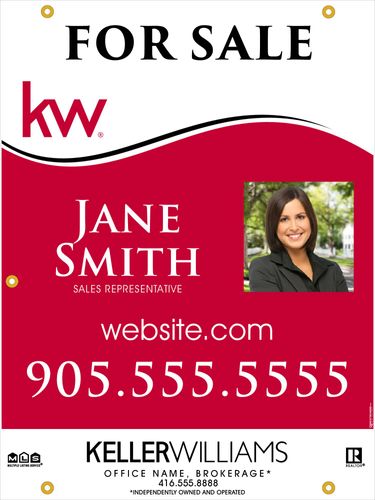 KW - For Sale Sign - Red Wave - 24x32 with Photo Right