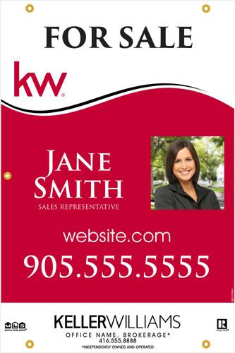 KW - For Sale Sign - Red Wave - 24x36 with Photo Right