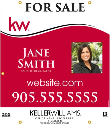 KW - For Sale Sign - Red Wave - 30x34 with Photo Right