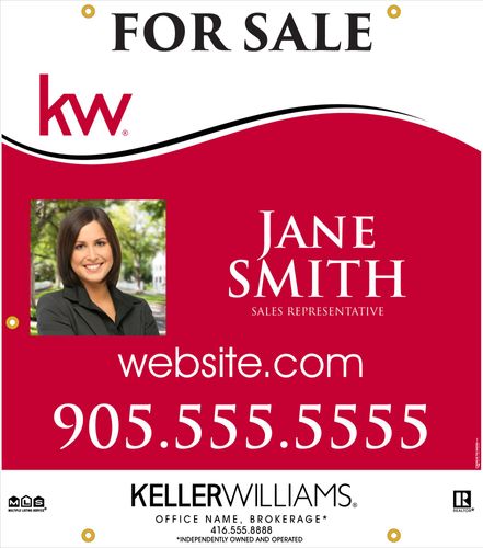 KW - For Sale Sign - Red Wave - 30x34 with Photo Left