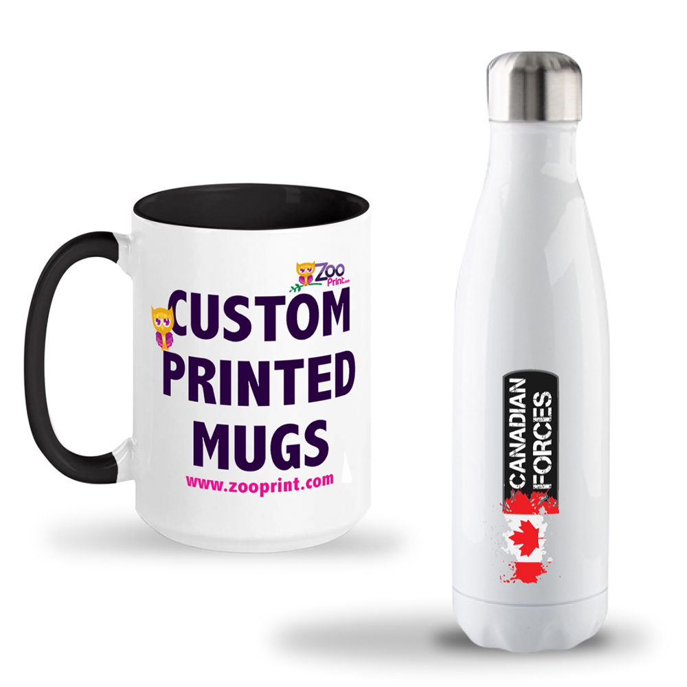 Custom mug bottle printing online in USA and Canada  - Zoo Print