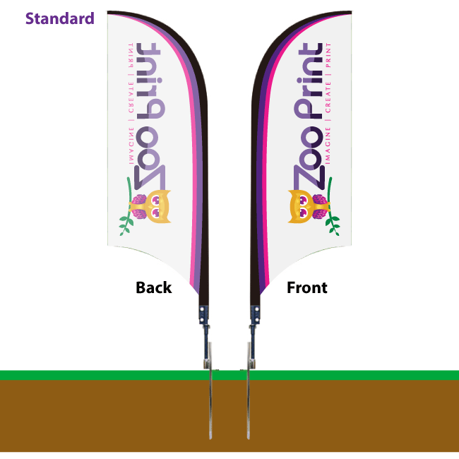 7ft Feather Promotional Flag Printed 1 side Zoo Print