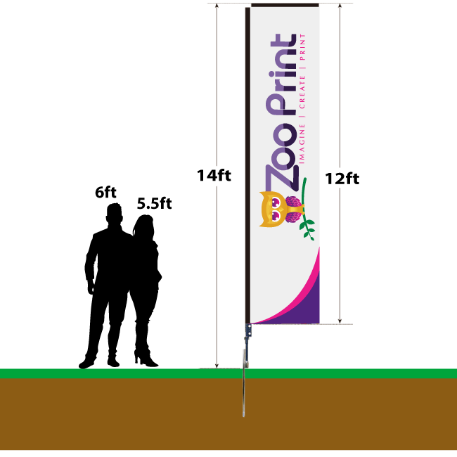 12ft Blade Promotional Flag Zoo Print