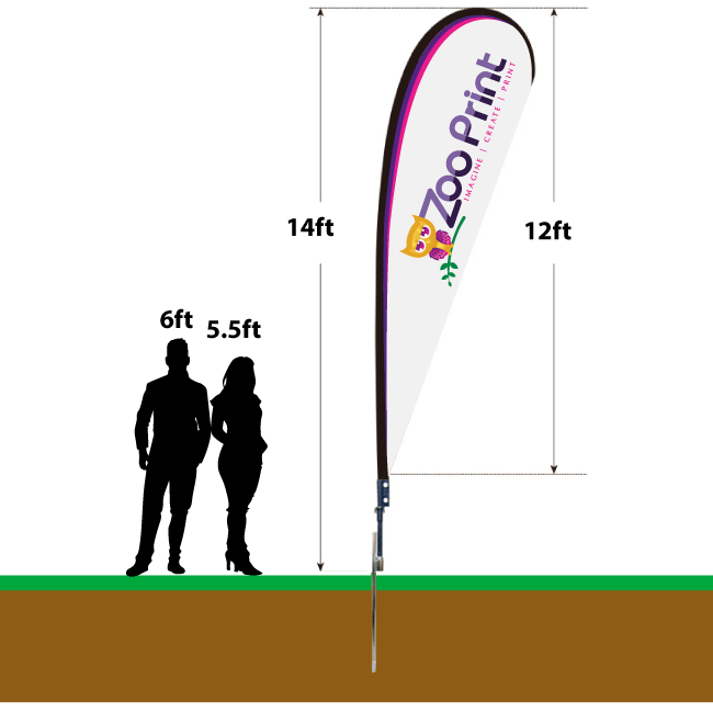 12ft Teardrop Promotional Flag Zoo Print
