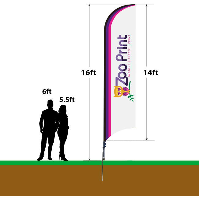 14ft Feather Promotional Flag Zoo Print