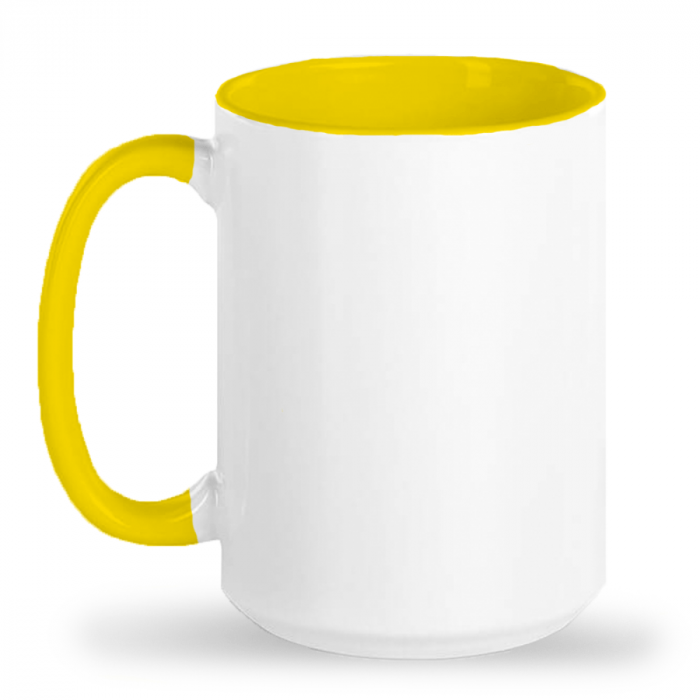 Ceremic Mug 15oz White/Yellow Zoo Print 