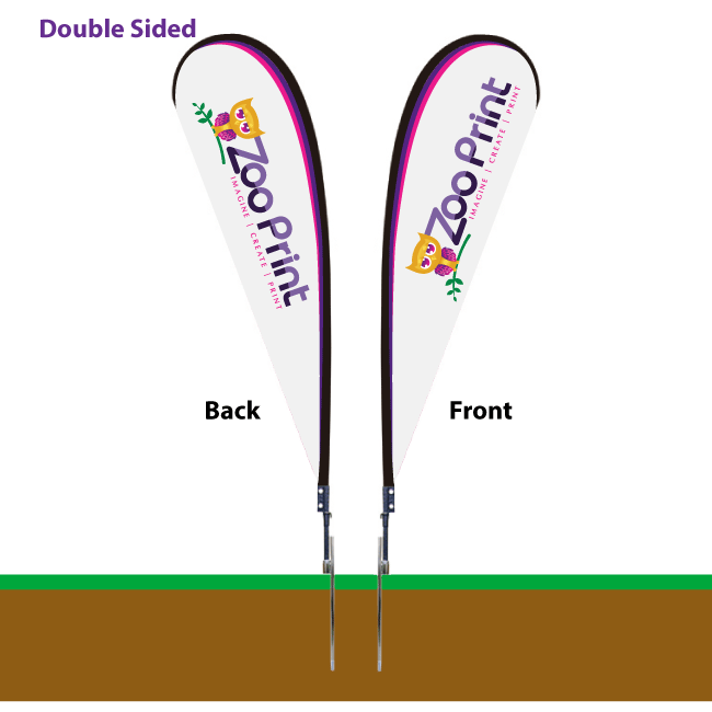 10ft Teardrop Promotional Flag Printed 2 sides Zoo Print