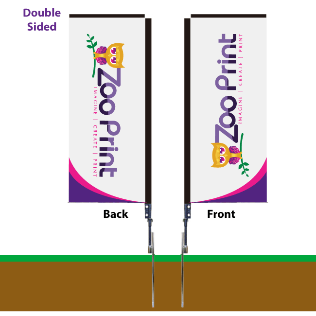 6ft Blade Promotional Flag double sided Zoo Print