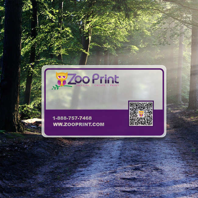 20pt Frosted Plastic Business Cards Zoo Print