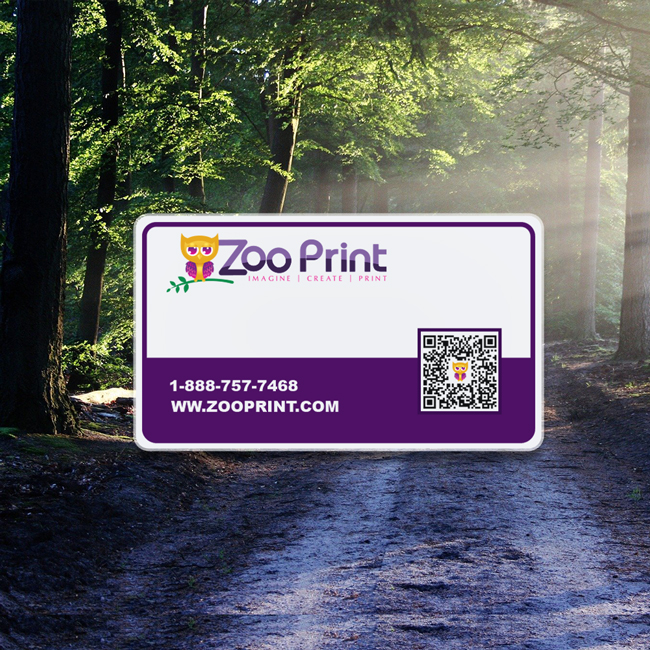 20pt White Plastic Business Cards Zoo Print