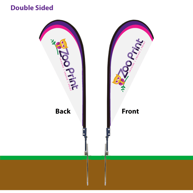 6ft Teardrop Promotional Flag Printed 2 sides Zoo Print