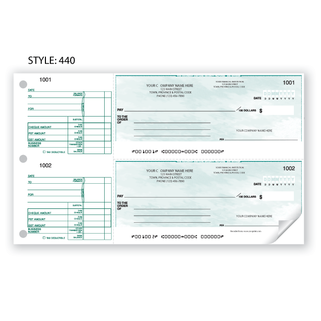 440 Standard 2-to-a-page Manual Cheques Zoo Print