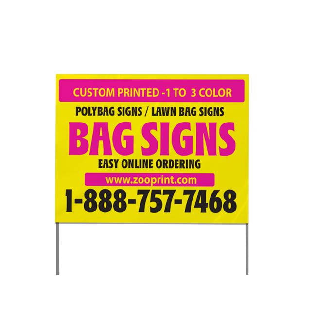 Zoo Print Bag Sign / Lawn Sign Custom Yellow 2 color