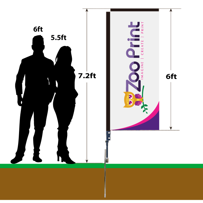 6ft Blade Promotional Flag Zoo Print