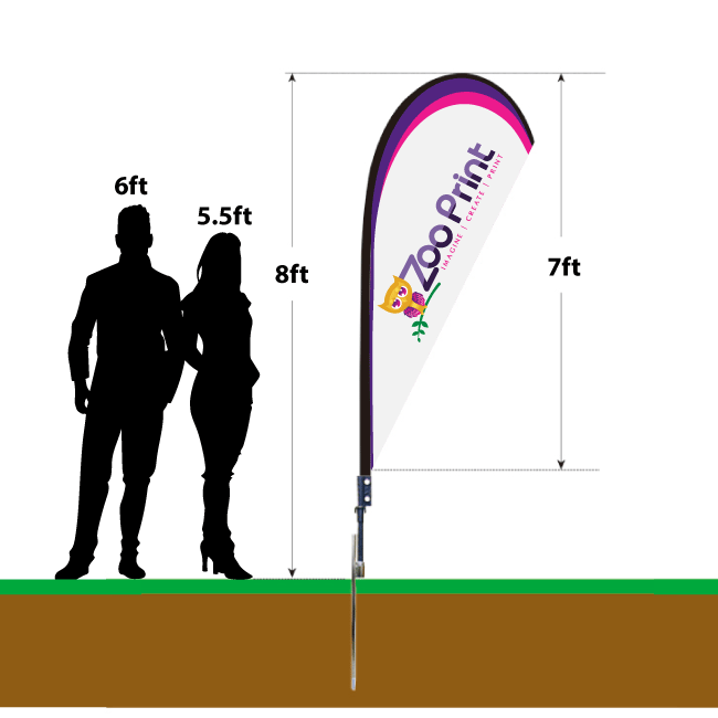 7ft Teardrop Promotional Flag Zoo Print
