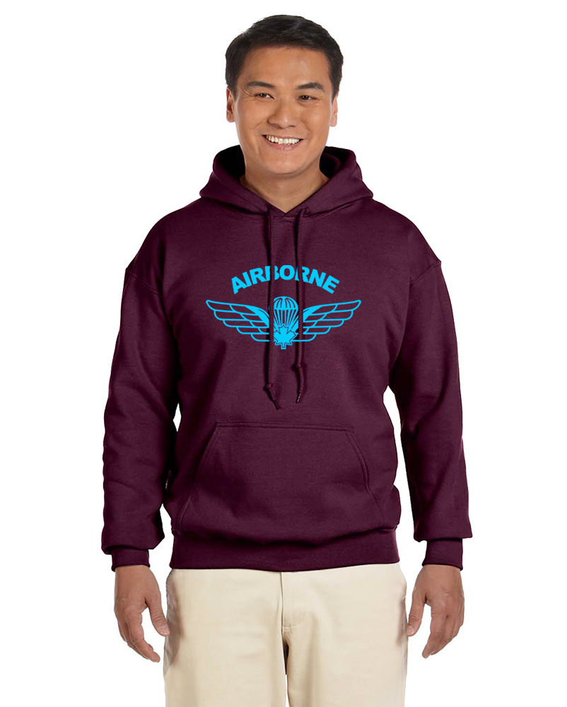 Gildan G185 Canadian Airborne Hoodie Maroon+ Airborne Blue