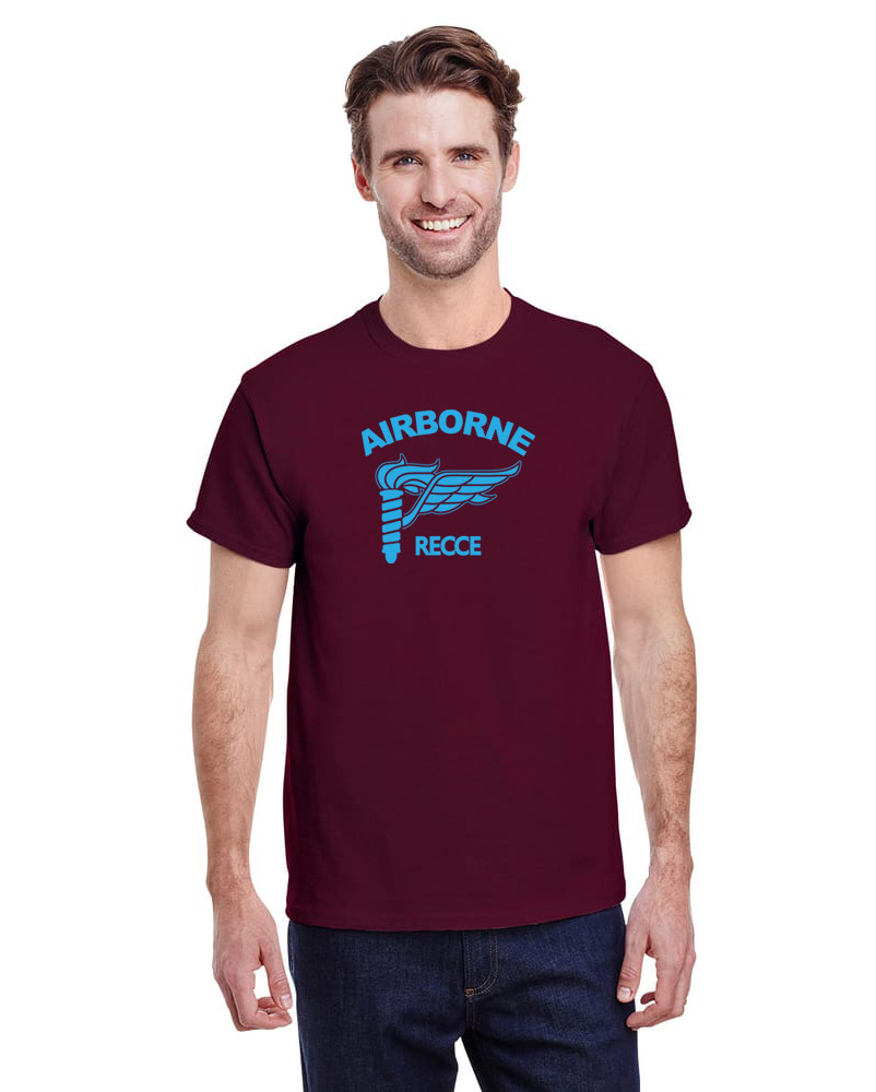 Gildan G500 Airborne Recce T-Shirt Maroon + Blue