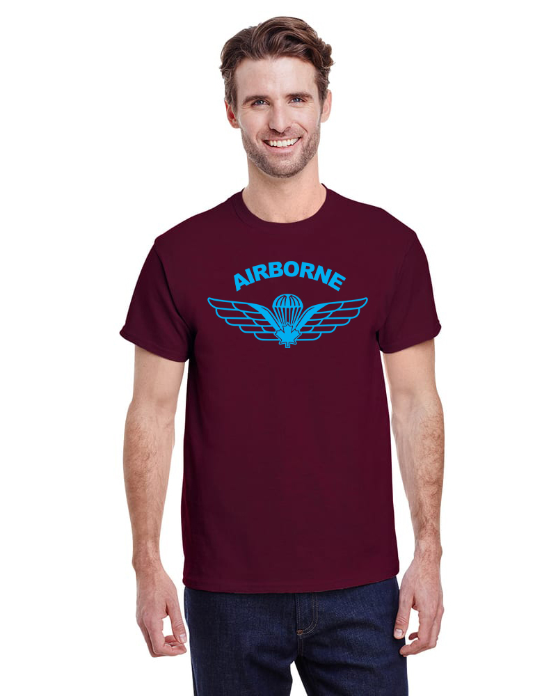 Gildan G500 Canadian Airborne T-Shirt Maroon+ Airborne Blue