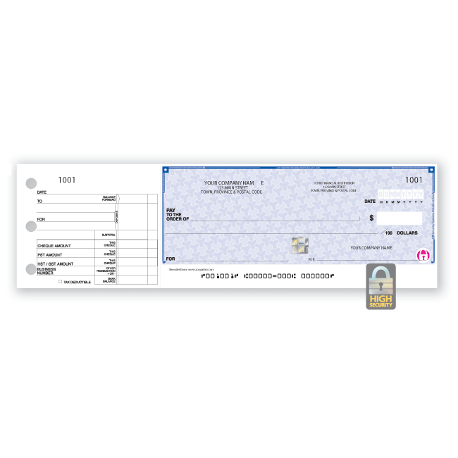 HS438 High Security 1-to-a-page Manual Cheques Zoo Print