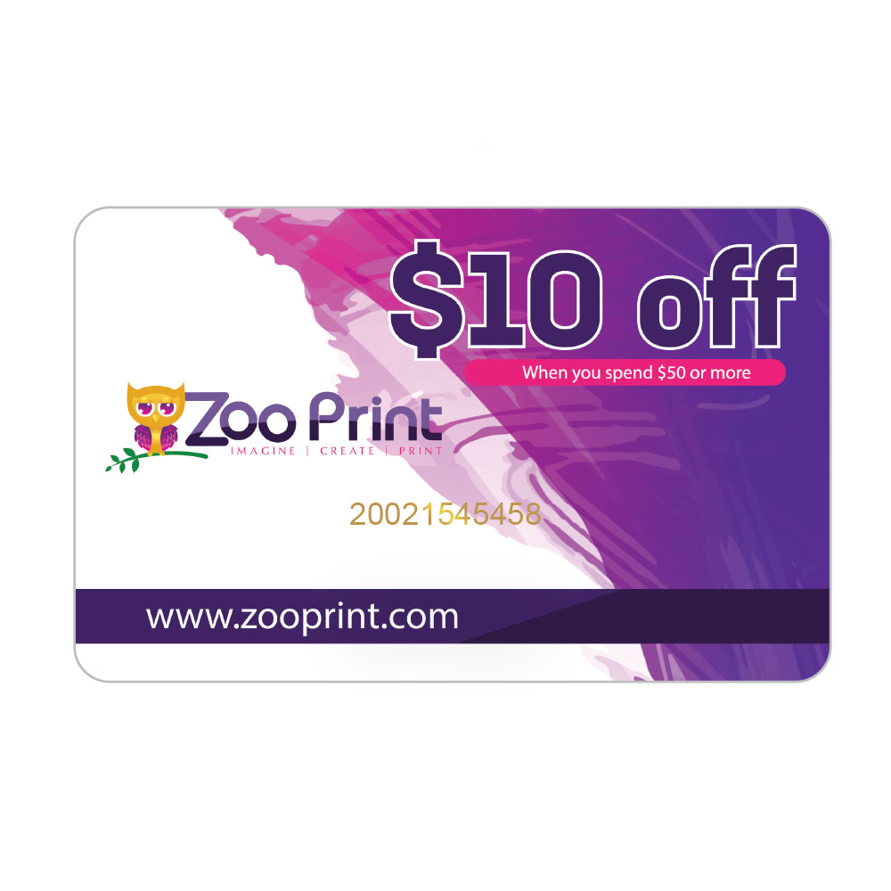Gold Raised Nubers Gift Card Zoo Print