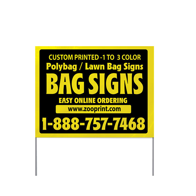 Yellow Reverse Printed Lawn Bag Signs